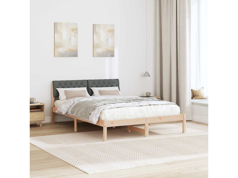  Lit double- lit adulte -  cadre de lit avec tête de lit marron et gris foncé 150 x 200 cm  - Conforama C