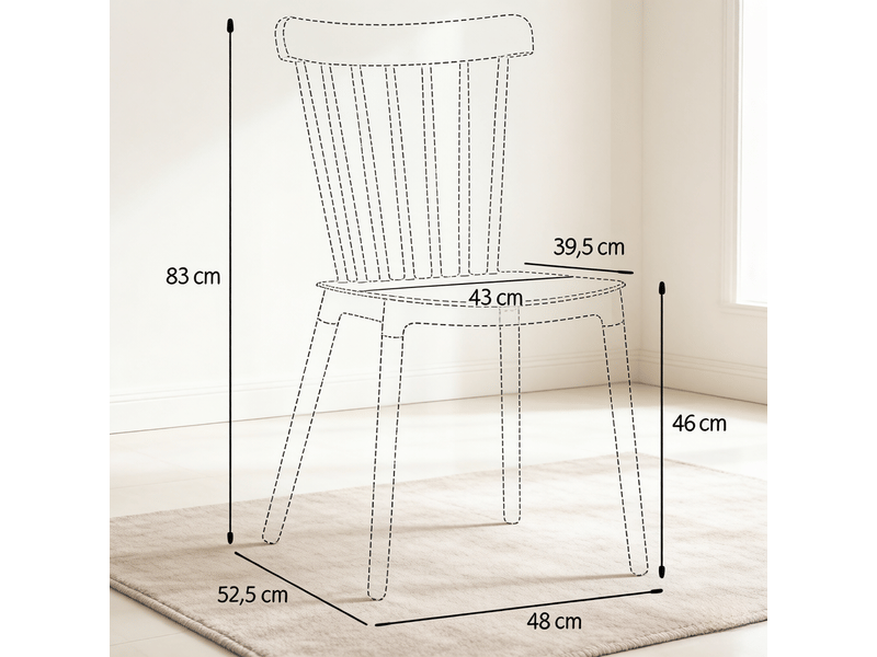  Lot de 4 chaises de salle à manger dossier ajouré  - pieds en hêtre, pp noir naturel - 48 × 52,5 × 83 cm  - Conforama D