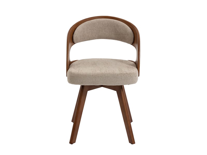 Chaise salle à manger pivotante bois moderne coussin coton lin dossier incurvé kaki  - Conforama A