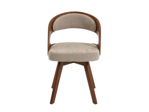 Chaise salle à manger pivotante bois moderne coussin coton lin dossier incurvé kaki