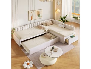 Lit banquette 90x200 cm <strong>SAPGAKS</strong> <strong></strong> coloris beige