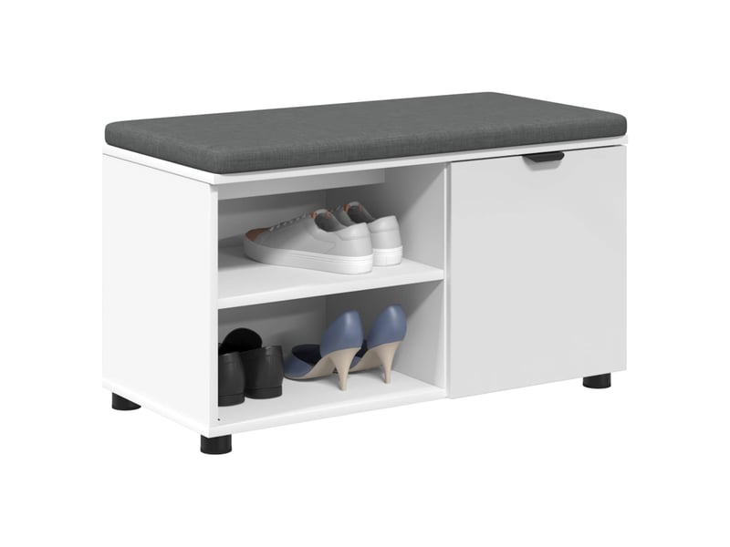  Banc d'entrée blanc 80x38x46 cm bois ingénierie et tissu shl28292  - Conforama C