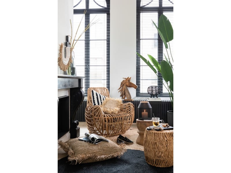  Coussin rond en raphia naturel d62cm - coussin d'extérieur  - Conforama E