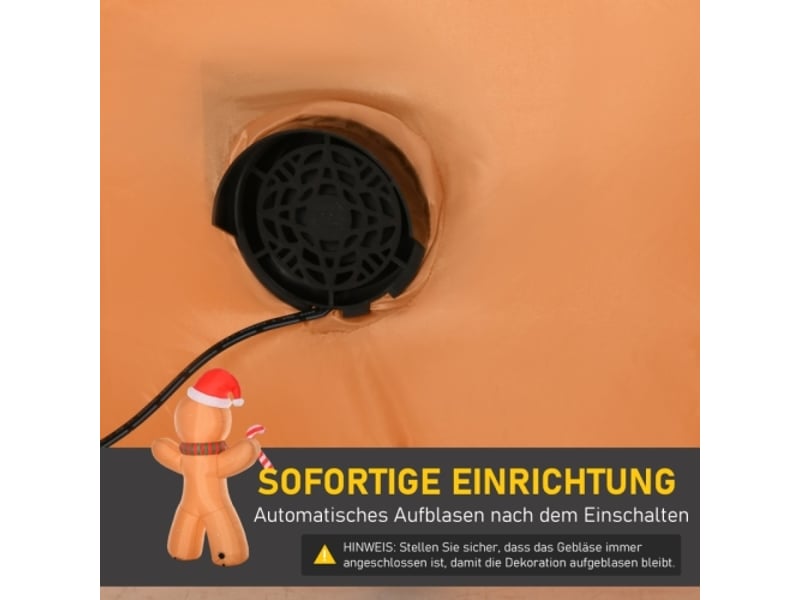  Bonhomme en pain d'épices gonflable de noël, 2,4 m, avec led et soufflerie intégrée, décoration lumineuse  - Conforama E
