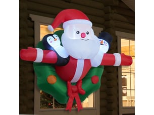 Père noël gonflable suspendu 1,5 m avec led, décoration de noël pour intérieur, jardin et extérieur