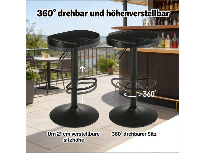 Tabouret de bar réglable,41,5x31,5x81 cm,pivotant,métal et bois,noir - Conforama D