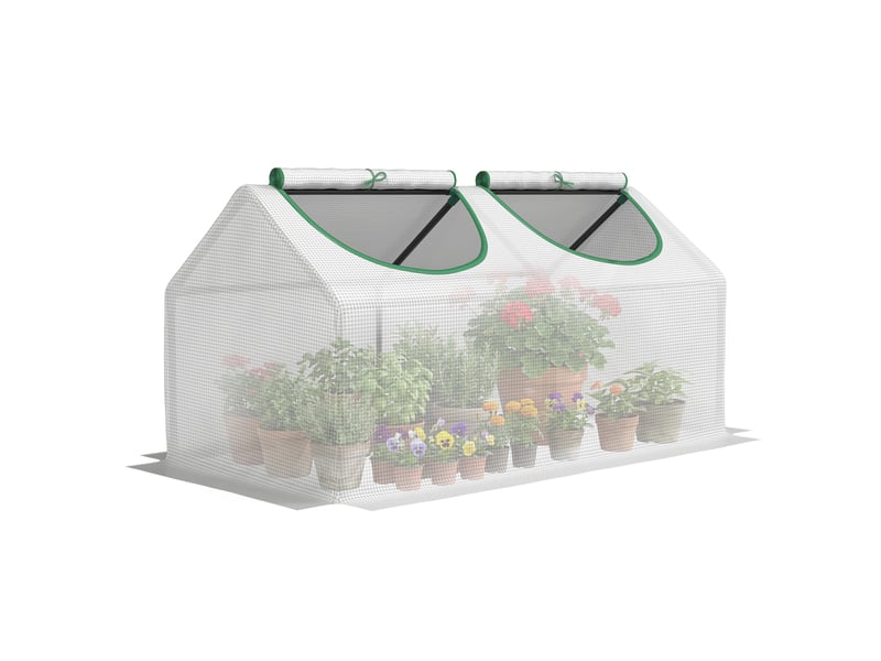  Serre de jardin mini serre 2 fenêtres enroulables couverture en pe haute densité 140 gm² 120 x 60 x 60 cm blanc  - Conforama A