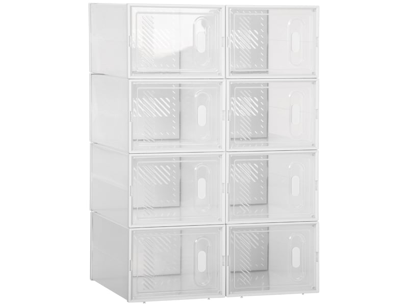 Système d'étagères modulaires à 8 compartiments, étagère enfichable, 25 cm x 35 cm x 19 cm, transparent - Conforama A