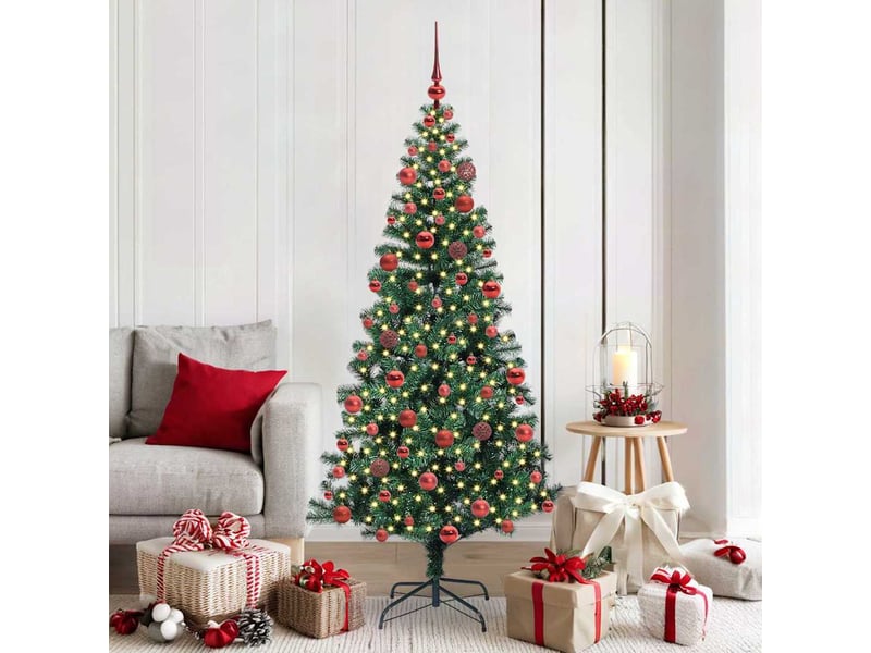  Sapin de noël artificiel, arbre de noël pré-éclairé vert 180 cm pvc et métal shl298  - Conforama B