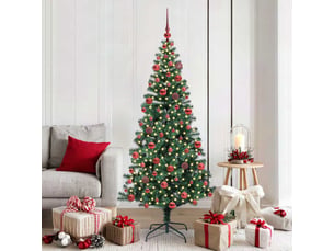 Sapin de noël artificiel, arbre de noël pré-éclairé vert 180 cm pvc et métal shl298