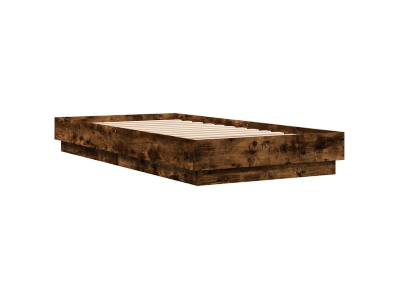 Lit simple- lit adulte - cadre de lit sans matelas avec lumières led chêne fumé 90x190cm - Conforama B