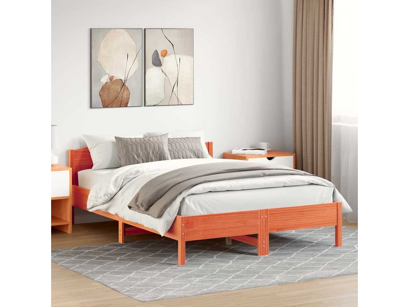 Lit double- lit adulte -  cadre de lit sans matelas  marron 120x200cm bois pin massif  - Conforama B