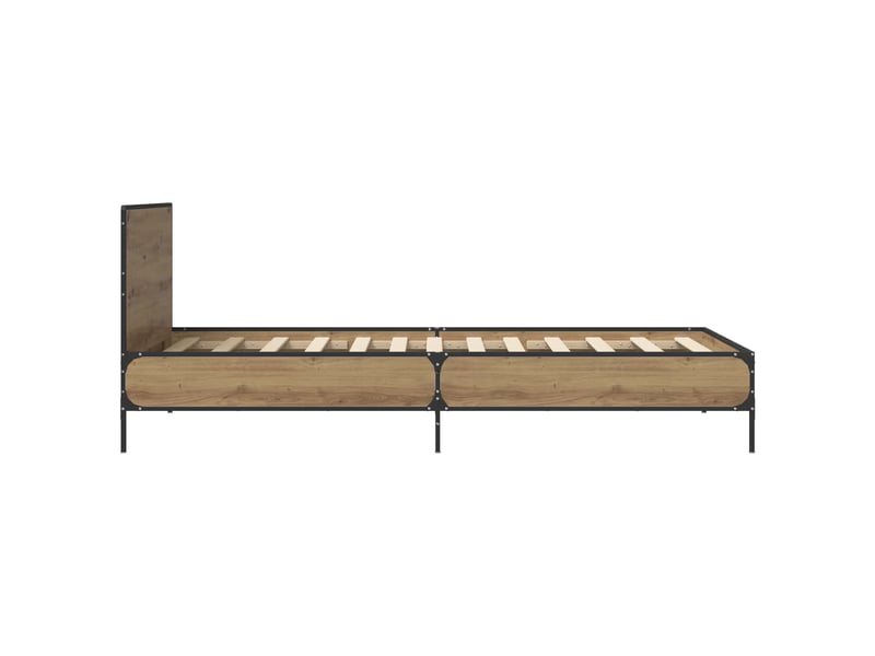 Lit simple- lit adulte - cadre de lit avec tête de lit chêne artisanal 80 x 200 cm - Conforama D