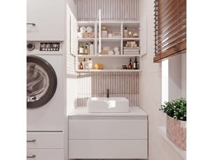 Pola 3dlp - meuble de salle de bain suspendu avec 3 miroirs et 3 portes, 7 étagères - blanc