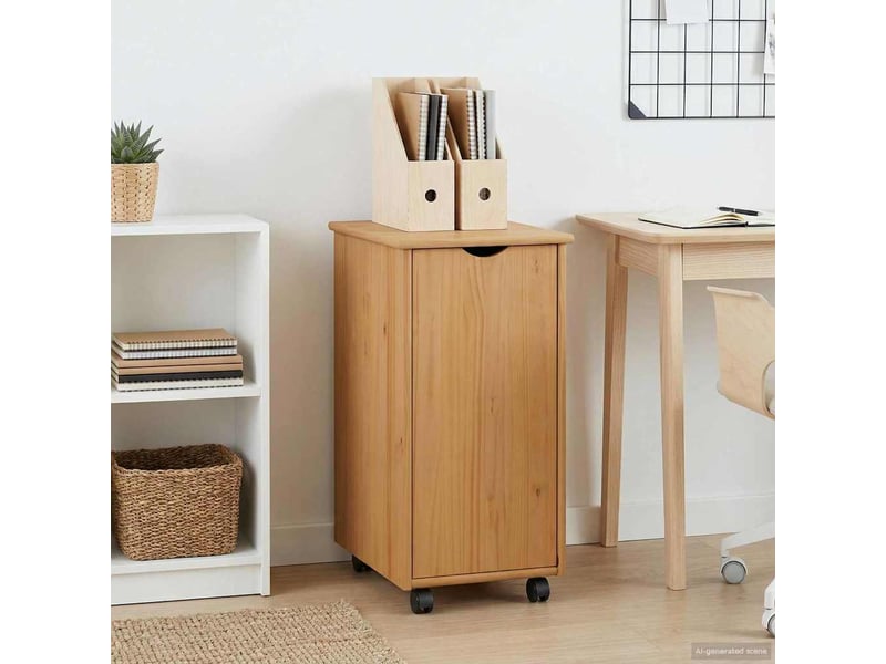  Caisson roulant de bureau avec roue marron miel 34 x 39 x 65,5 cm  - Conforama B