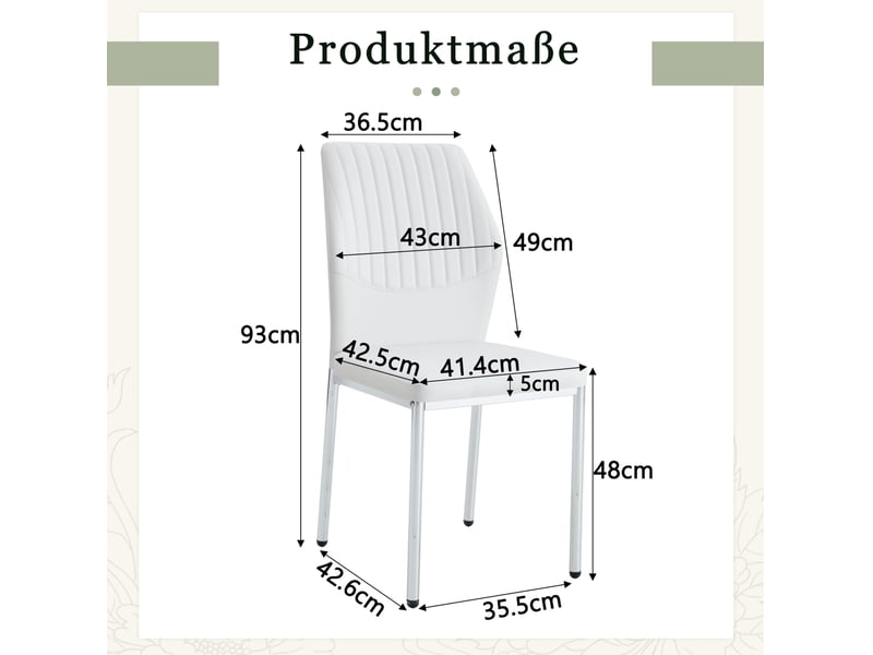  Lot de 4 chaises de salle à manger blanches et argentées en pu avec pieds en métal  - Conforama E