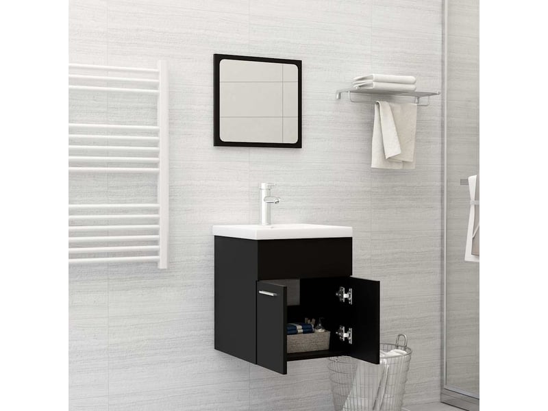 Ensemble de meubles de salle de bain noir aggloméré cf63905  - Conforama C