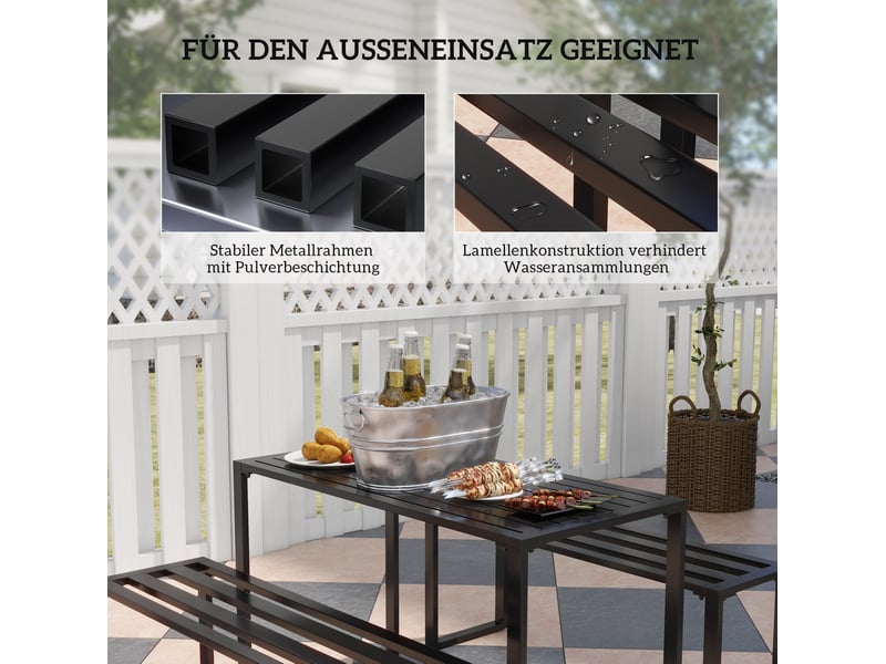  Ensemble de mobilier d'extérieur 3 pièces 110x55x70 cm en métal noir  - Conforama E