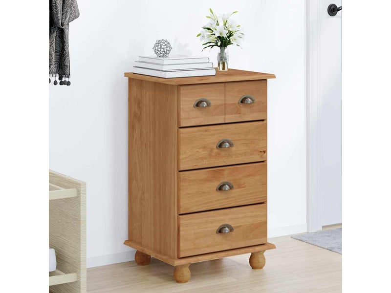 Commode chambre adulte, armoire à tiroirs 5-tiroir askim marron 48,5x40x79 cm - Conforama B