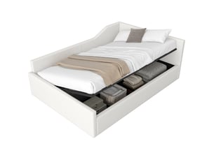 Lit coffre 140x200 cm <strong>OKWISH</strong> <strong></strong> coloris beige