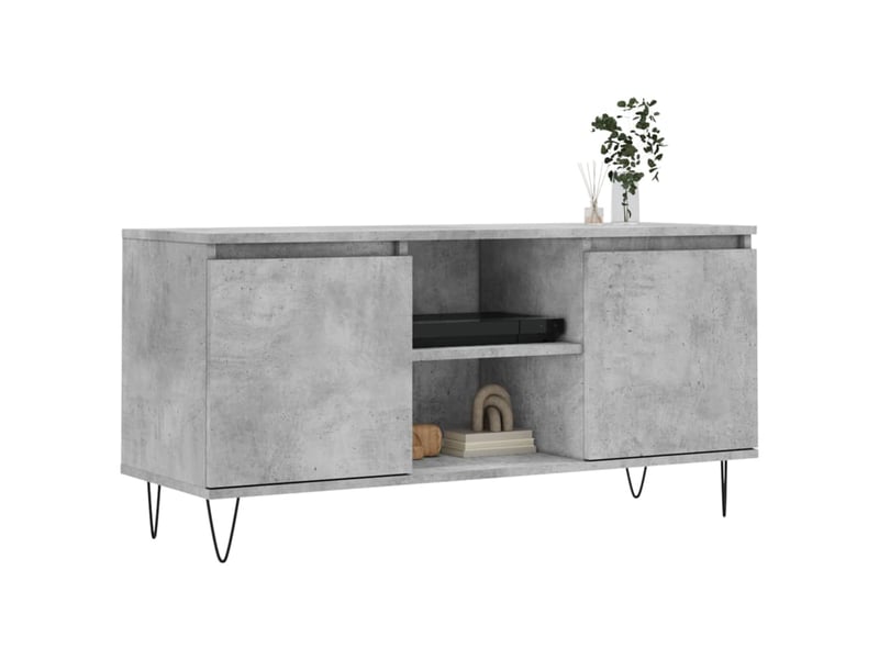  Meuble tv - banc tv - meuble de rangement gris béton 104x35x50 cm bois d'ingénierie  - Conforama C