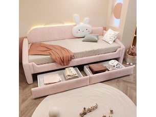 Lit banquette 90x200 cm <strong>OKWISH</strong>  <strong></strong> coloris rose