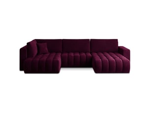 Canapé d'angle droit fixe MEUBLORAMA 6 places Polyester violet avec coffre de rangement