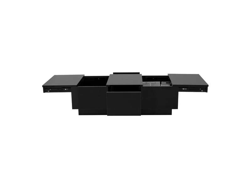  Table basse avec 2 tiroirs et compartiments coulissants pour salon 100×31×50 cm en panneaux de particules noire  - Conforama D