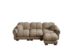 Canapé d'angle en l 260x149cm avec coffre de rangement intégré et tissu chenille marron