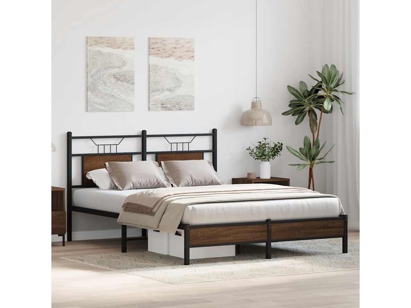  Lit double- lit adulte -  cadre de lit sans matelas chêne marron 150x200 cm  - Conforama C