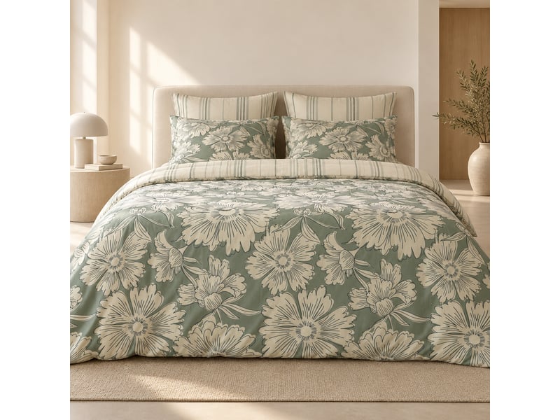 Housse de couette 260 x 240 cm 100% coton 57 fils imprimé tamara 15137 - Conforama A