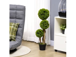 Plante artificielle buis 90 cm vert clair avec pot lesté et protection uv, idéale en intérieur comme en extérieur