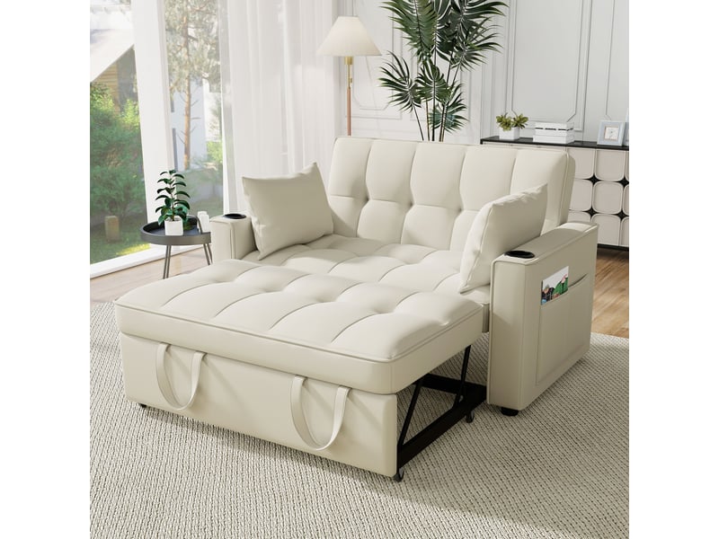  Canapé-lit pliable multifonction, convertible, porte-gobelet et coussins  - Conforama B