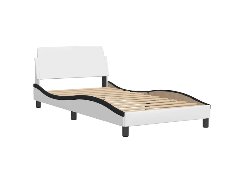  Lit simple- lit adulte -  cadre de lit viana sans matelas blanc et noir 100x200 cm similicuir  - Conforama D