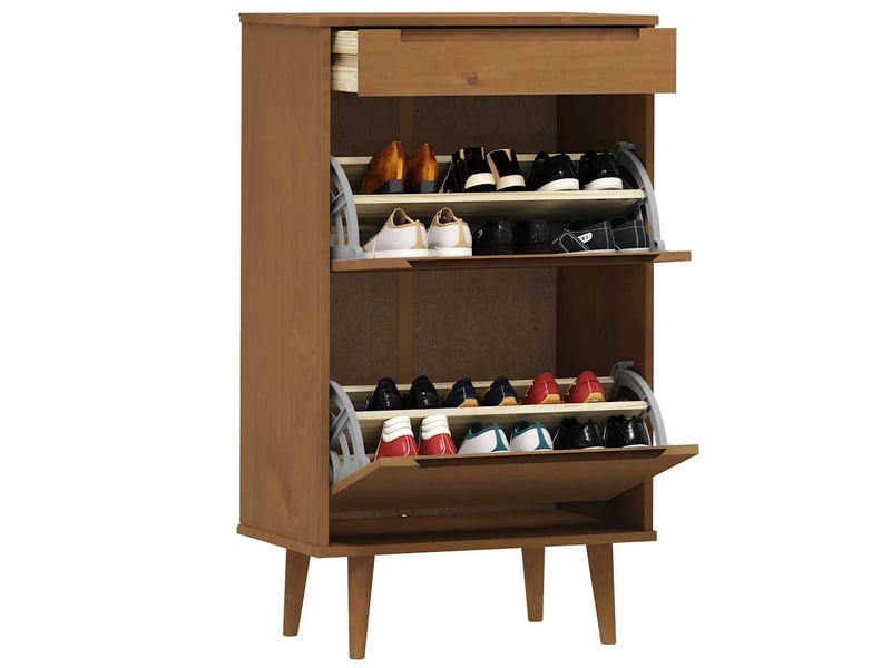  Meuble à chaussure, armoire à chaussures molde marron 59,5x35x103 cm bois de pin  - Conforama C