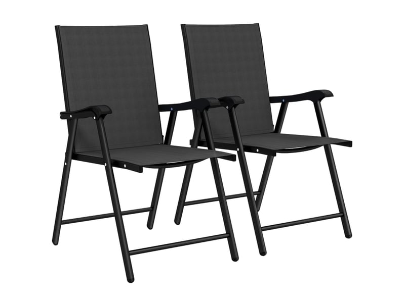  Lot de 2 chaises de jardin pliantes 58x62x97 cm dossier haut avec accoudoirs métal noir  - Conforama B