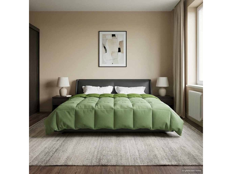 Couette - duvet d'été 220 x 240 cm été microfibre (100% polyester) vert - Conforama D