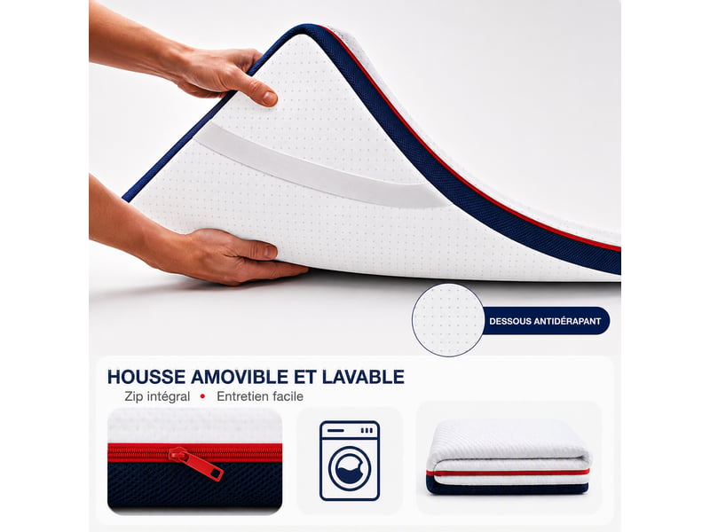  Matelas 75x180 cm inre, épaisseur 10 cm . Mousse à mémoire de forme ,double face ,respirant et confortable ,housse lavable  - Conforama E
