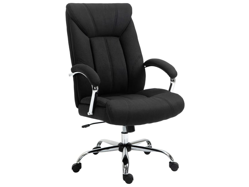  Fauteuil de bureau ergonomique, chaise bureau, lin (100% polyester), 78x65x118cm, noir  - Conforama B