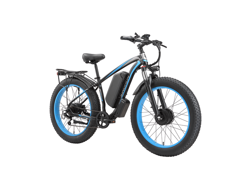  Vélo électrique double moteur sinohon x26, fat bike 26 po tout-terrain, bleu  - Conforama C