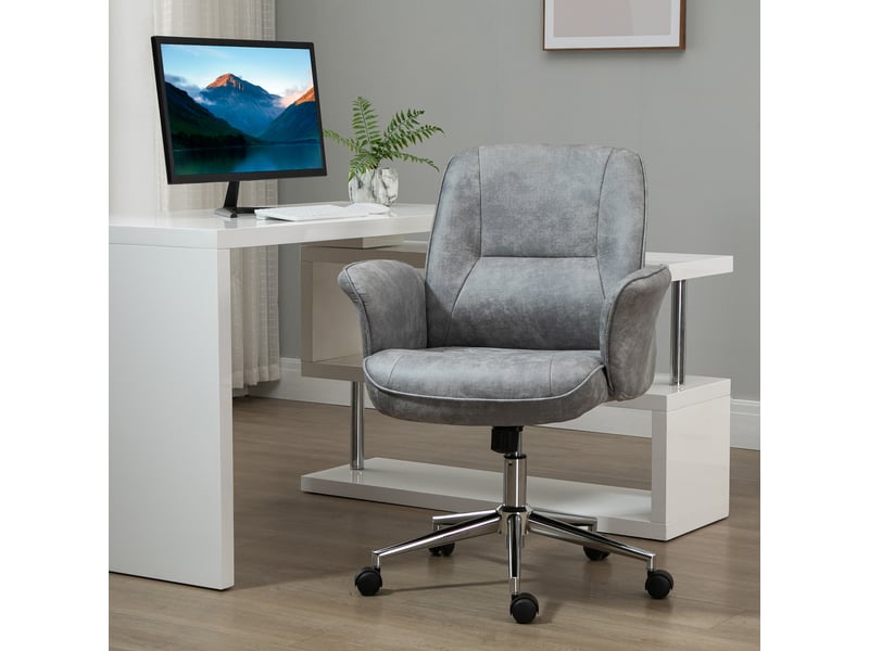  Chaise bureau microfibre, pivotante, bascule, coiffeuse, max 120 kg, gris clair.  - Conforama D