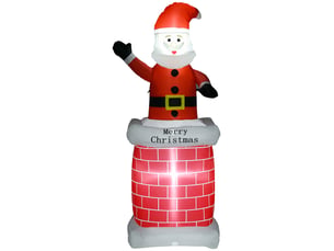 Père noël gonflable avec cheminée lumineux led hauteur 210 cm polyester imperméable rouge blanc noir