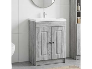 Armoire sous évier de salle de bain, meuble de rangement sonoma gris shl9691