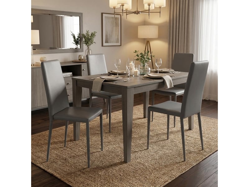  Lot de 4 chaises de salle à manger empilables en similicuir arianna - gris foncé  - Conforama B