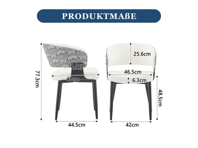  Chaises mid-century modern – lot de 2, fauteuils rétro, accoudoirs tonneau, dos à motif, cuir synthétique  - Conforama C