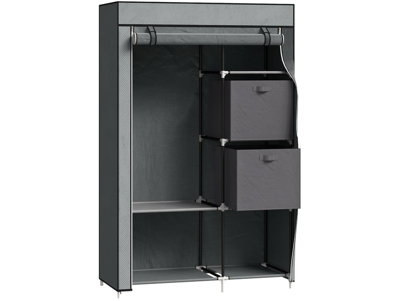  Armoire textile pliable gris foncé 102 x 42,5 x 162,5 cm, 6 étagères et tringle  - Conforama A