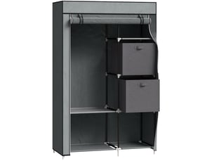 Armoire textile pliable gris foncé 102 x 42,5 x 162,5 cm, 6 étagères et tringle