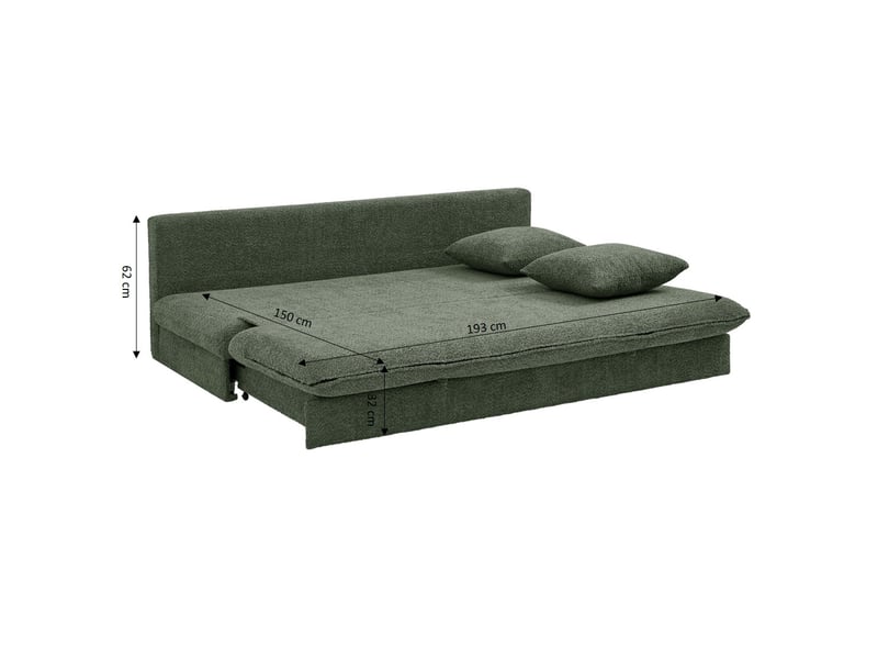 Banquette convertible maora 3 places tissu bouclette vert  - Conforama D
