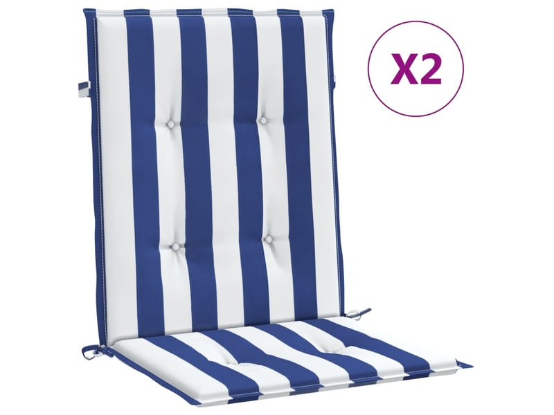  Lot de 2 coussins de dossier,  coussins de dos, tissu oxford bleu et blanc cf59447  - Conforama A
