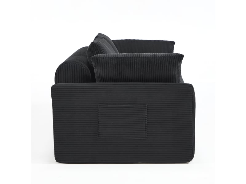  Canapé 2 places noir en tissu, canapé compact pour petit espace, assise profonde, accoudoirs arrondis, salon ou chambre  - Conforama R